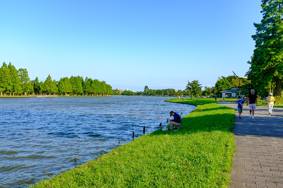 Mizumoto park fishing at the artificial lake